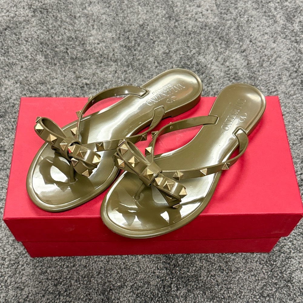 Valentino Green Studded Women's Sandals